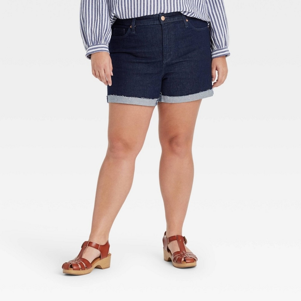 Women's Plus Size High-Rise Jean Shorts